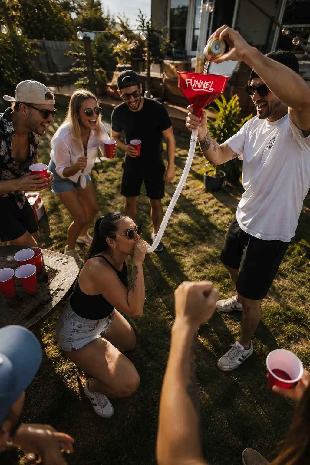 Parta přátel při společném rituálu FUNNEL